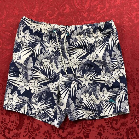 Tommy Bahama Other - Tommy‎ Bahama Swim Trunks Men Medium Blue Palm Leaf Floral Hawaiian RELAX *Read